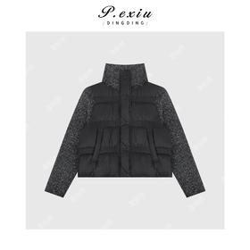 A008潘依绣丁丁宠粉进口白鸭绒拼接针织花纱减龄保暖立领长袖羽绒服Q69859