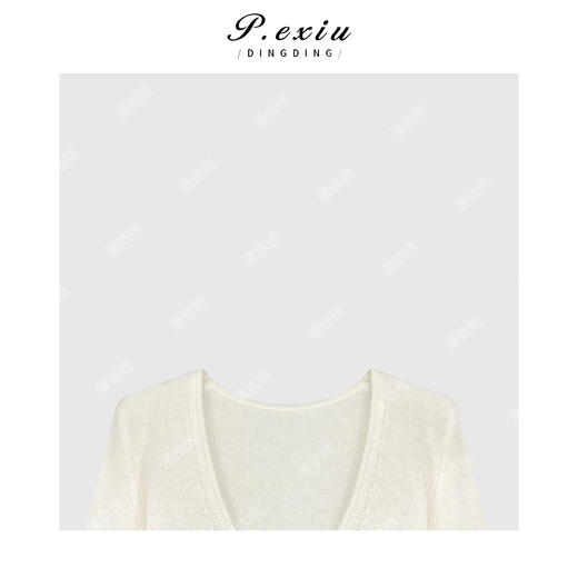 04-2潘依绣丁丁宠粉韩系简约慵懒风U领针织上衣Q8891 商品图2