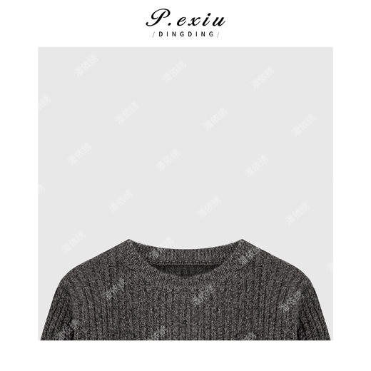 04-2潘依绣丁丁宠粉法式不规则侧开叉圆领气质针织毛衣Q16583 商品图2