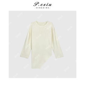 04-6潘依绣丁丁宠粉极简斜边小众设计针织毛衣Q1243