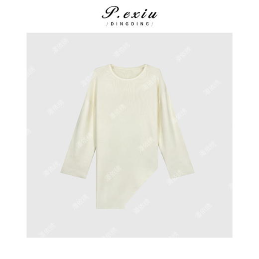 04-6潘依绣丁丁宠粉极简斜边小众设计针织毛衣Q1243 商品图0