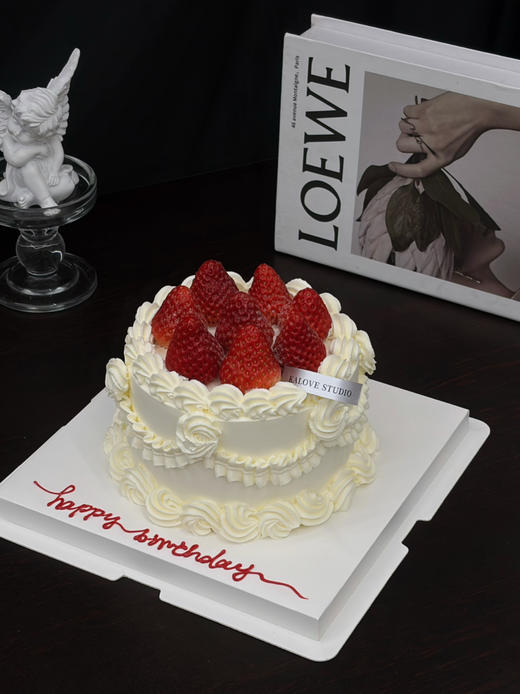 复古花边简洁草莓蛋糕（不是草莓季节换芒果） 商品图0