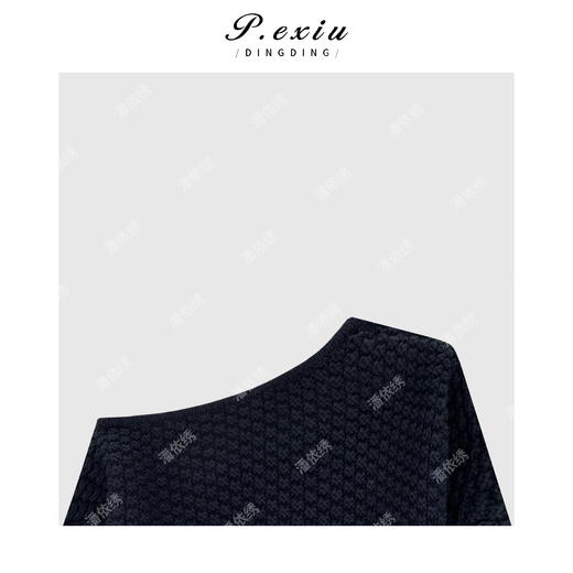 04-6潘依绣丁丁宠粉设计感斜肩不规则下摆针织毛衣 Q56072 商品图2