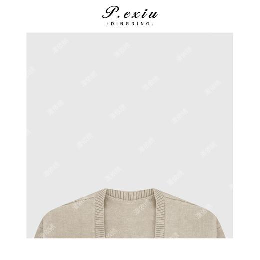 A008潘依绣丁丁宠粉韩系松弛慵懒风V领针织毛衣Q5481 商品图2