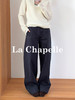 拉夏贝尔/La Chapelle刺绣裤袢休闲裤弧形裁剪设计感阔腿裤高腰显瘦 商品缩略图5