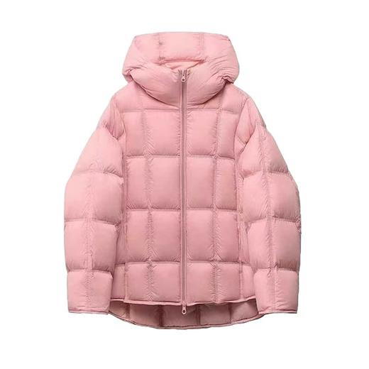 丁摩 小方块羽绒服连帽加厚时尚冬季白鸭绒新款泡芙面包服外套爆款5ZF-1196 商品图4