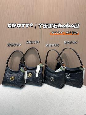 .大号和中号！GROTT*|个乐黑石植鞣绵羊皮hobo包大容量包包  男女同款