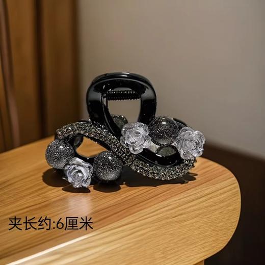 丁摩【两个装】高级发饰新款后脑勺发夹轻奢气质水钻珠子花朵抓夹鲨鱼夹高端盘发5ZF-1191 商品图2
