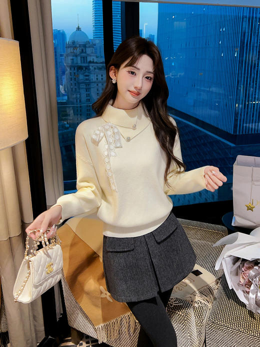 张心子【温莎古堡】半高领保暖翻领毛衣 U2602022 商品图13