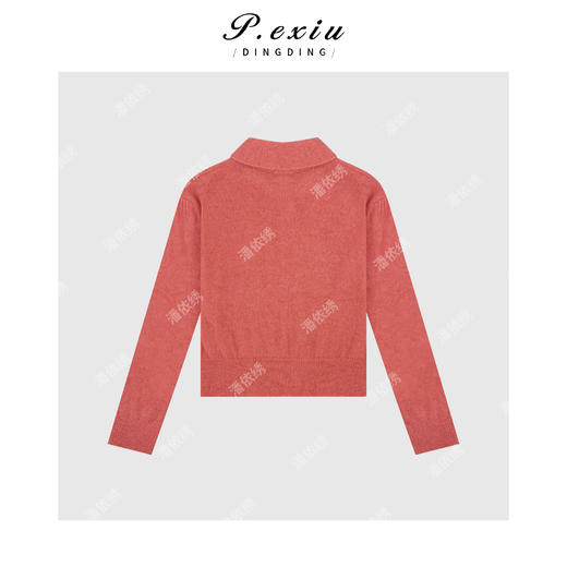 04-2潘依绣丁丁宠粉港味复古翻领针织毛衣 Q56040 商品图1