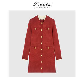 【新年战袍】羊毛气质千金小香风小立领针织连衣裙ZZ1119