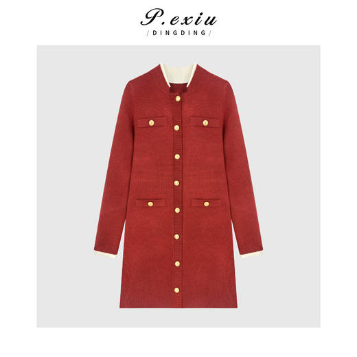 【新年战袍】羊毛气质千金小香风小立领针织连衣裙ZZ1119 商品图0