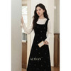 鹿向南「韩系可露丽」法式千金风黑色丝绒背心裙女冬季收腰连衣裙 商品缩略图1
