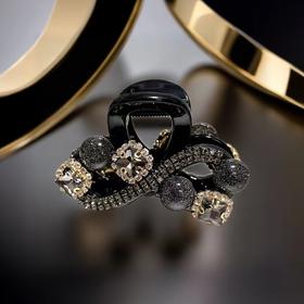 丁摩【两个装】高级发饰新款后脑勺发夹轻奢气质水钻珠子花朵抓夹鲨鱼夹高端盘发5ZF-1191