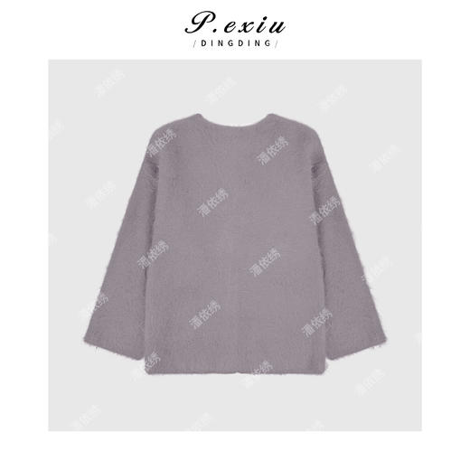 A008潘依绣丁丁宠粉兔绒法式慵懒风拉毛保暖气质圆领长袖针织开衫Q18994 商品图1