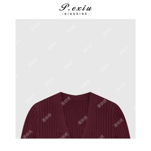 04-2潘依绣丁丁宠粉复古慵懒感V领针织排扣开衫 Q34044 商品图2