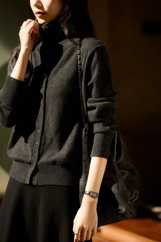 100%绵羊毛高智感率真羊毛立领毛衣 商品图4