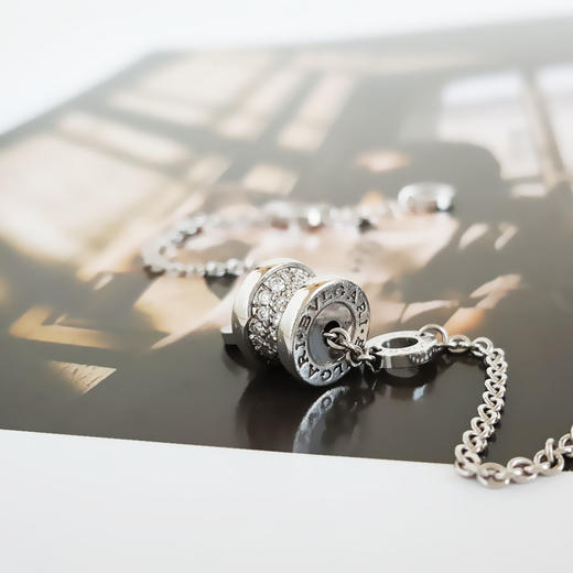 【95新】BVLGARI宝格丽B.zero1系列350898 18K白金满钻小蛮腰弹簧手链 链长约19cm女士120126AK19 商品图5