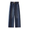 丁摩 深蓝色弯刀牛仔裤女秋季新款时尚修身直筒裤高级感显瘦阔腿裤5ZF-1195 商品缩略图4