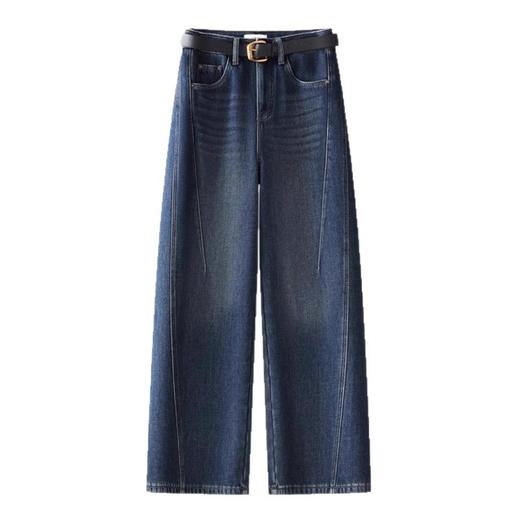 丁摩 深蓝色弯刀牛仔裤女秋季新款时尚修身直筒裤高级感显瘦阔腿裤5ZF-1195 商品图4