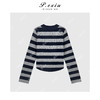 04-2潘依绣丁丁宠粉复古慵懒条纹圆领针织毛衣Q5462 商品缩略图1