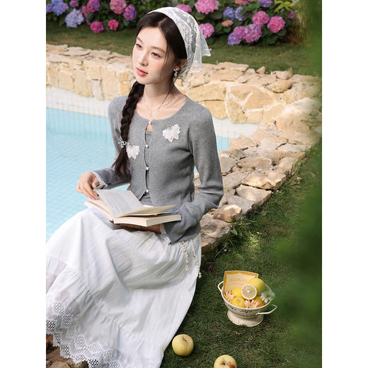 鹿向南「海边来信」法式蕾丝花边半身裙女2026春季小个子白色裙子 商品图4