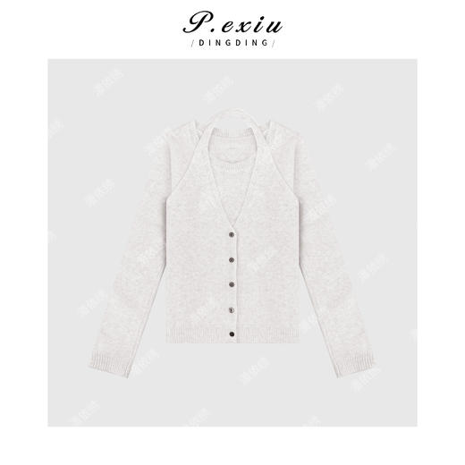 04-2潘依绣丁丁宠粉法式风挂脖设计假两件毛针织衫 Q45080 商品图0
