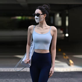 Beemen无缝一体织瑜伽运动背心冰感莱卡面料U型美背设计  固定杯大胸垫大小胸都能穿低强度运动