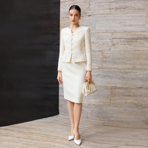 IWY/小香风米白色西装套裙女秋冬气质羊毛通勤职业装时尚工作服CS2592 商品图4