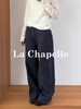拉夏贝尔/La Chapelle刺绣裤袢休闲裤弧形裁剪设计感阔腿裤高腰显瘦 商品缩略图7