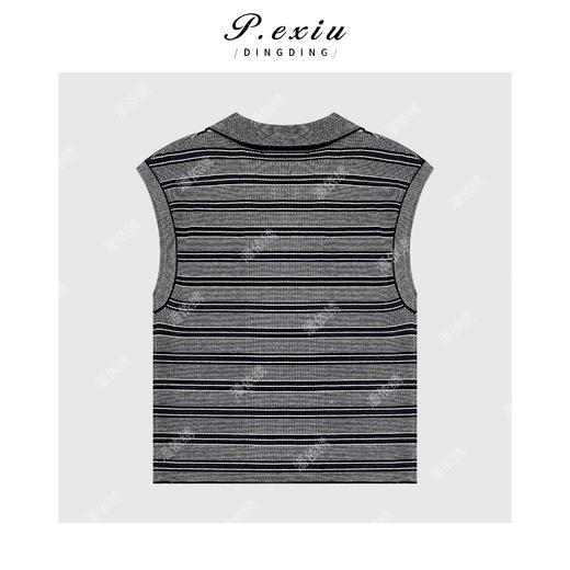 04-2潘依绣丁丁宠粉条纹polo领针织背心Q18332 商品图1