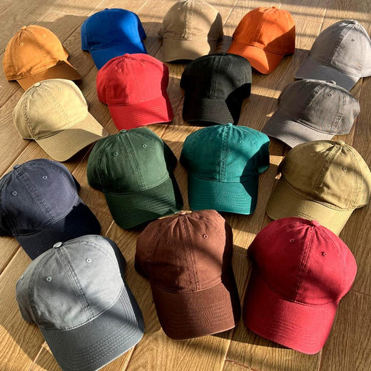 纯色均码水洗棒球帽 复古鸭舌帽 男女遮阳网球防晒帽子（尺码可调节 56-59cm） 商品图1