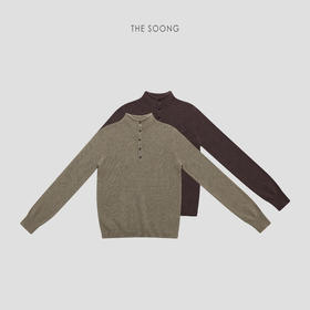 THESOONG|新款女装高级简约纯山羊绒立领黑色毛衣HLMY7881