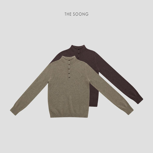 THESOONG|新款女装高级简约纯山羊绒立领黑色毛衣HLMY7881 商品图0