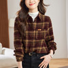丁摩 毛呢加厚格子衬衫女秋装新款韩系复古宽松休闲衬衣女5ZF-410962 商品缩略图1