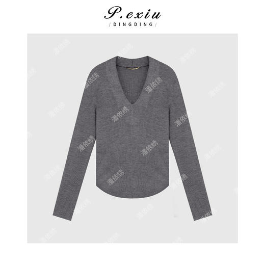 04-2潘依绣丁丁宠粉极简主义鸡心领针织毛衣 Q56045 商品图0