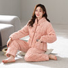 丁摩 加厚睡衣女款冬季可外穿加绒三层珊瑚绒夹棉套装家居服5ZF-9404 商品缩略图2