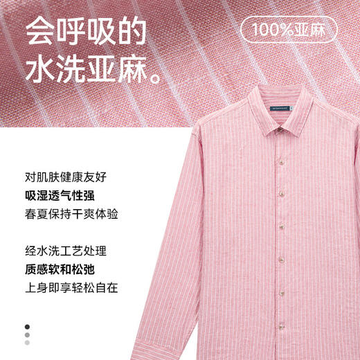 【春夏新品】十如仕男女可穿宽松100%亚麻休闲长袖衬衫外套CS10-02 商品图6