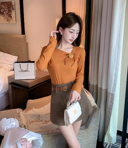 张心子【超模比例】好版型高腰开衩裙裤 U2602031 商品图4