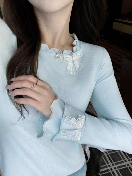 张心子【许妍日记】双层木耳花边柔软舒适上衣 U2602012 商品图1