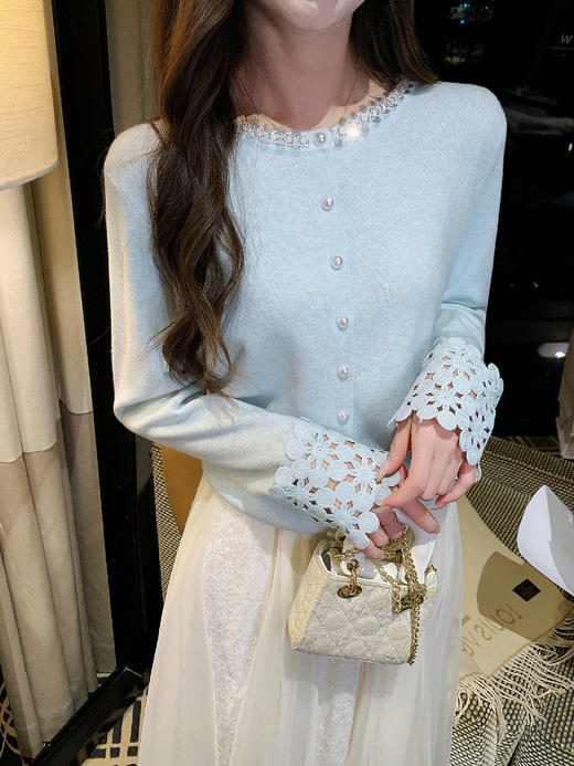 张心子【miu系千金】miu系减龄少女镂空手袖亮片开衫上衣 U2602021 商品图11