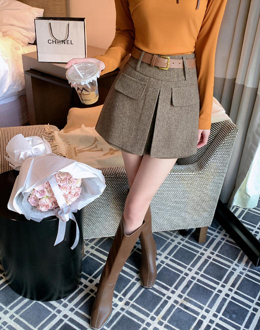 张心子【超模比例】好版型高腰开衩裙裤 U2602031 商品图6