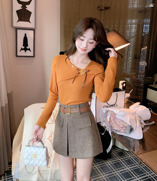 张心子【超模比例】好版型高腰开衩裙裤 U2602031 商品图12