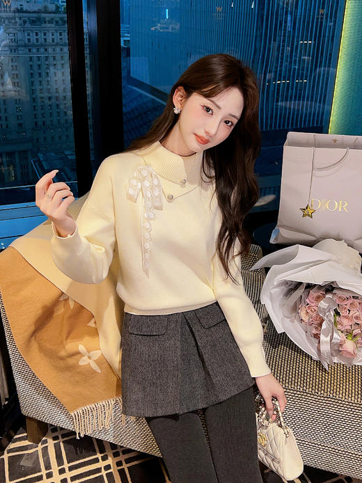 张心子【温莎古堡】半高领保暖翻领毛衣 U2602022 商品图6