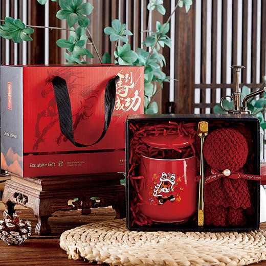 【马年限定❗️马来运转礼盒套装】国风彩绘，高温烧制，安全健康❗️恒温杯杯子伴手礼套装水杯圣诞礼品陶瓷马克杯礼盒新年随手礼物定制L 商品图1