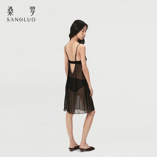 光影蕾丝』桑罗黑色性感吊带裙桑蚕丝零敏内裤可选 商品图1
