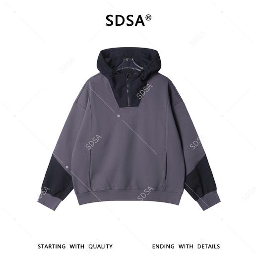 24616SDSA男士秋冬新款痞帅男装韩版时尚拼接半拉链连帽卫衣百搭宽松 商品图1