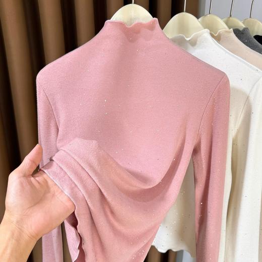 百媚生 亮晶晶木耳边保暖内搭T恤上衣 商品图2