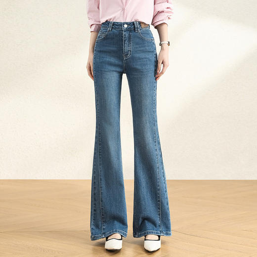 「自」全新升级【铂金会员165/天猫219/差价54】(13923)洛诗琳气质显瘦微喇牛仔裤2026春季新款修身高腰时尚马蹄裤 商品图2