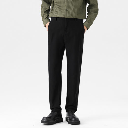 GXG男装秋季轻商务经典纯色百搭西裤日常通勤男式直筒休闲裤K&C 商品图1